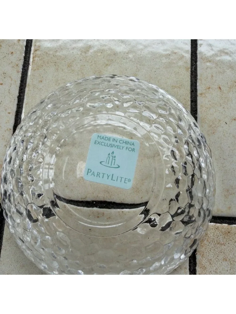 PartyLite Tealight Candle Holders Clarity Pebble Textured Glass Trinket Dish
